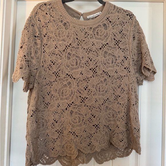 Abercrombie & Fitch Floral Lace Tan Blouse - Picture 1 of 3